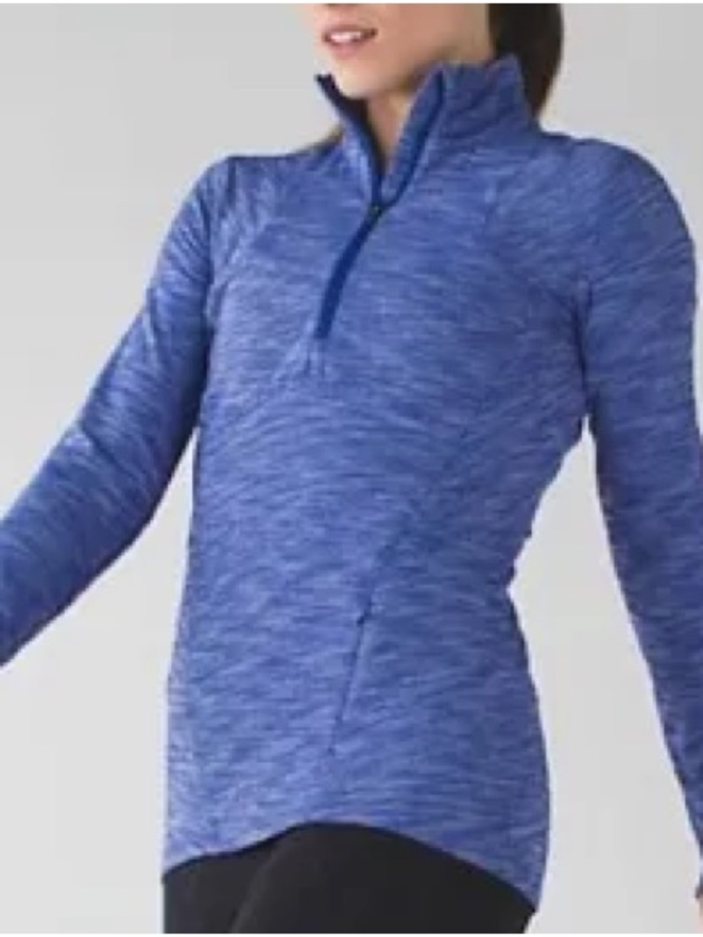 Lululemon Blue Heathered Define 1/2 Zip Athletic Pullover Thumbholes Womens